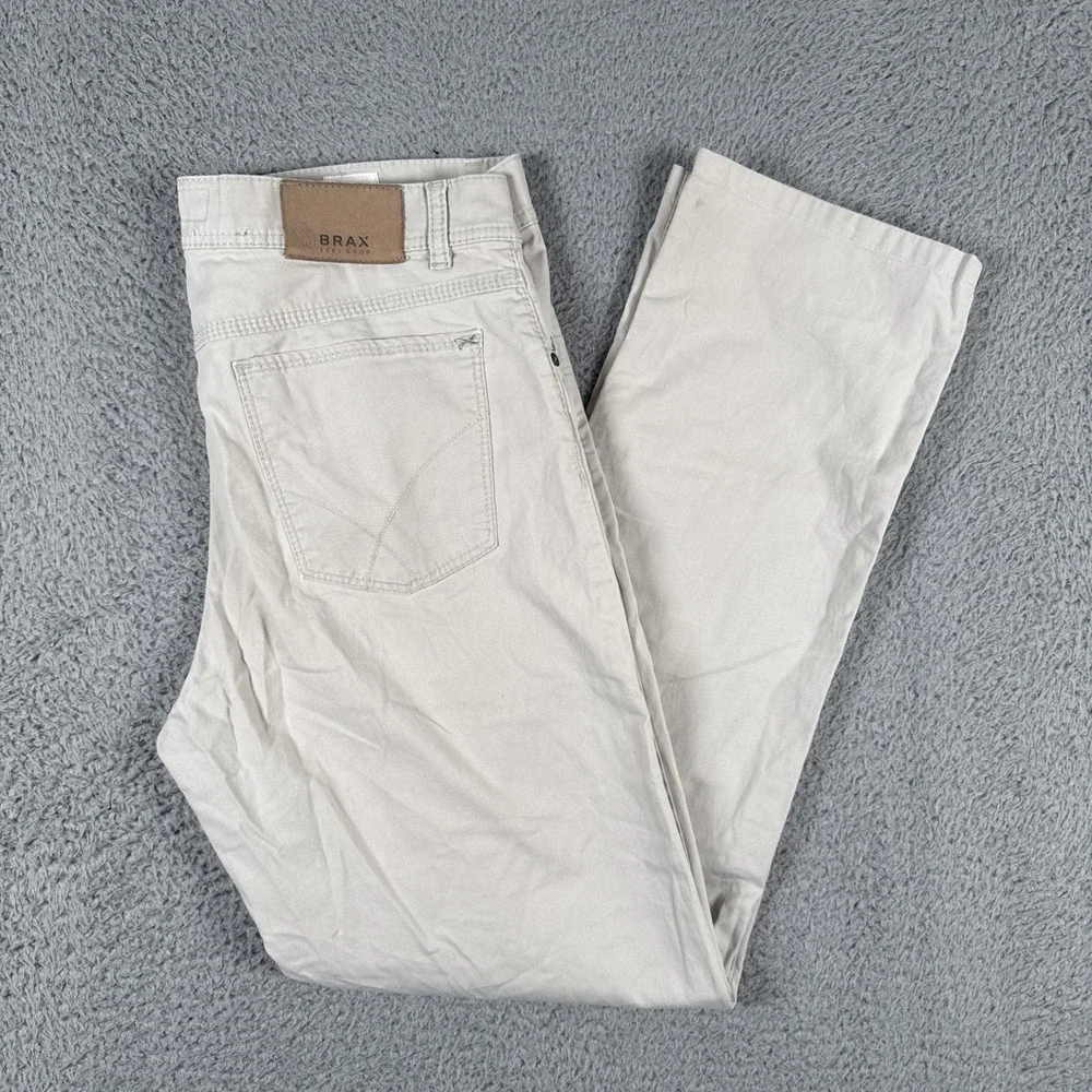 BRAX Feel Good Cooper Fancy Pants Mens 33x34 (32x30) Cream 5-Pocket